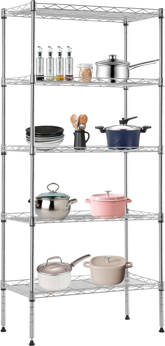 5-Laags Metalen Opbergrek 330 kg Zware Last Industrieel Garagerol 720 lbs 5-Tier Garage Rack