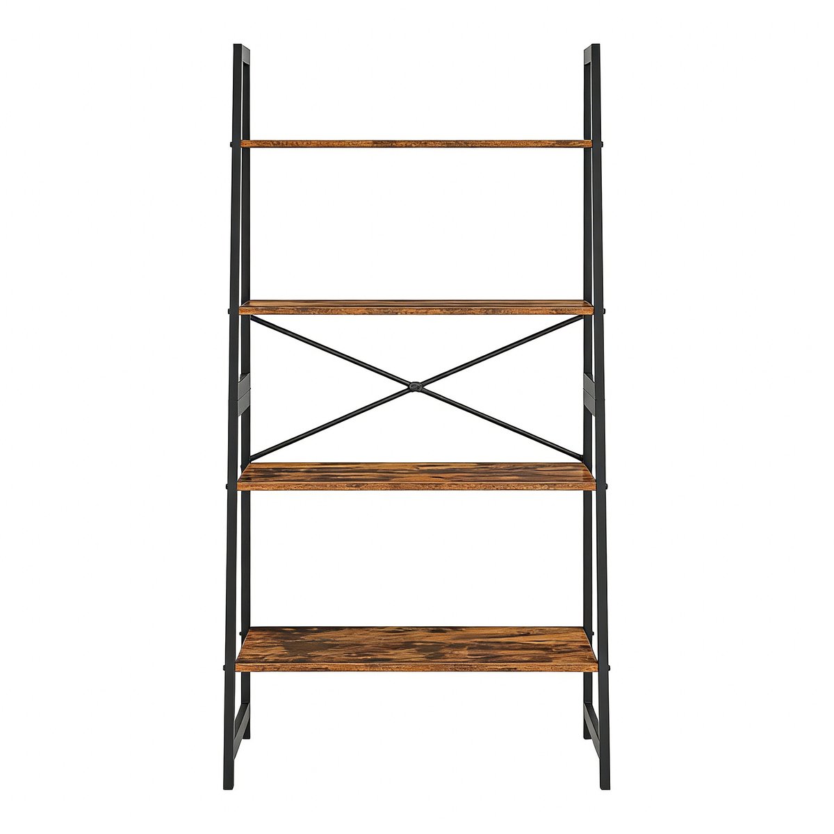 Boekenplank - Staande Plank - Ladderplank - 5 Niveaus Boekenplank - Hoek Boekenplank - Boekenplank Met Bamboe Frame - Vintage Bruin-Zwart - 63 x 34 x 137 cm