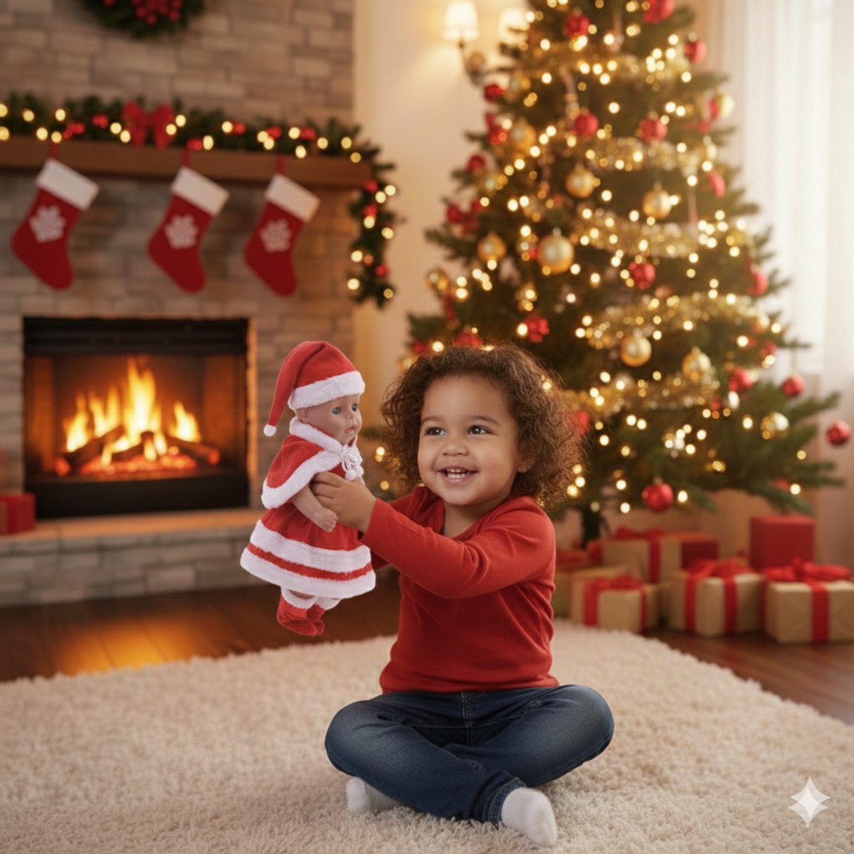 Sjieke Kerst Outfit - Geschikt voor Baby Born – Elegant Rood Jurkje met Mantel, Kerstmuts & Sokjes – Kleertjes voor Babypoppen