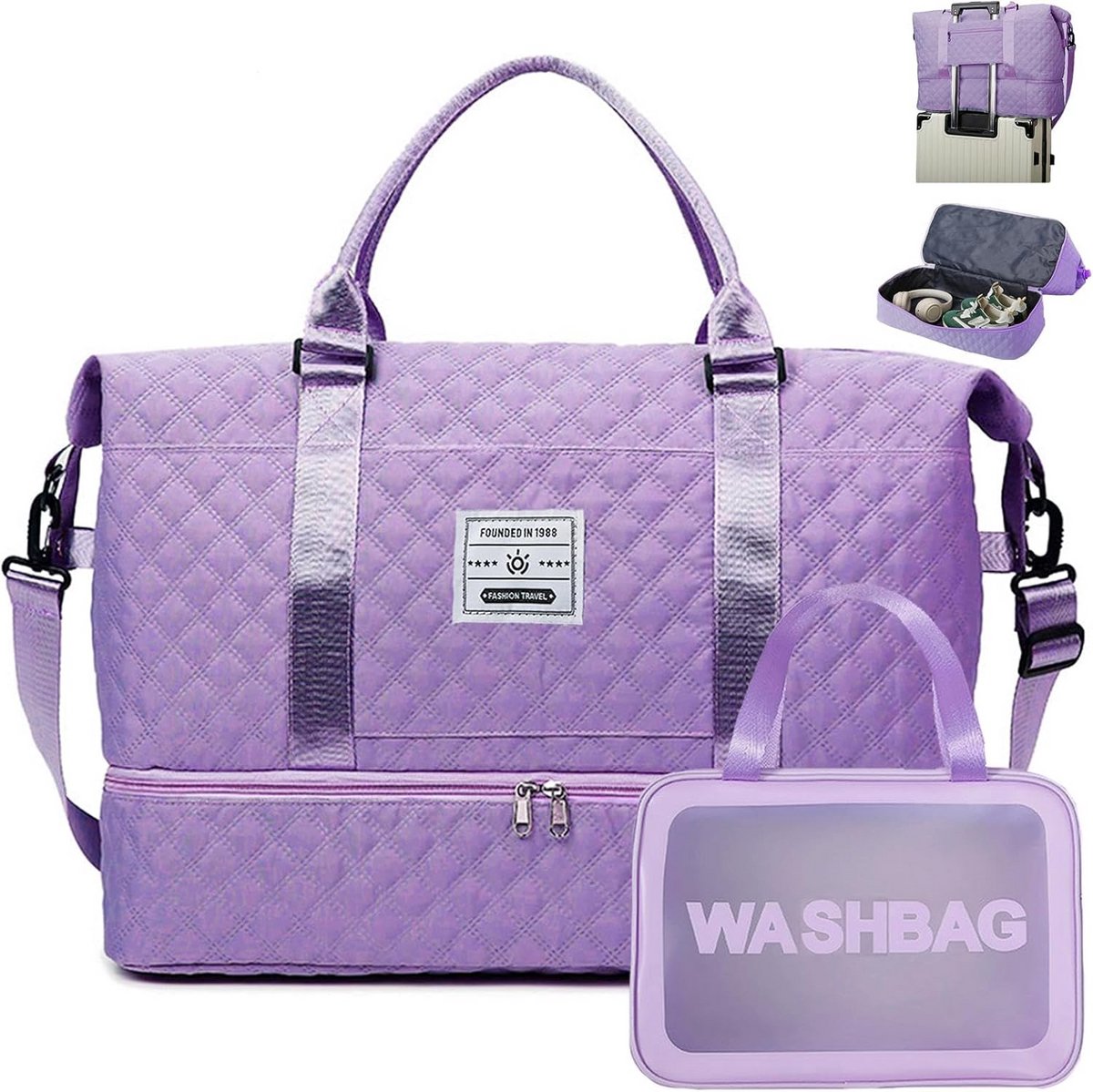 Dames Reistas 41,8 L met Schoenenvak - Waterdicht Polyester Weekendtas XXL