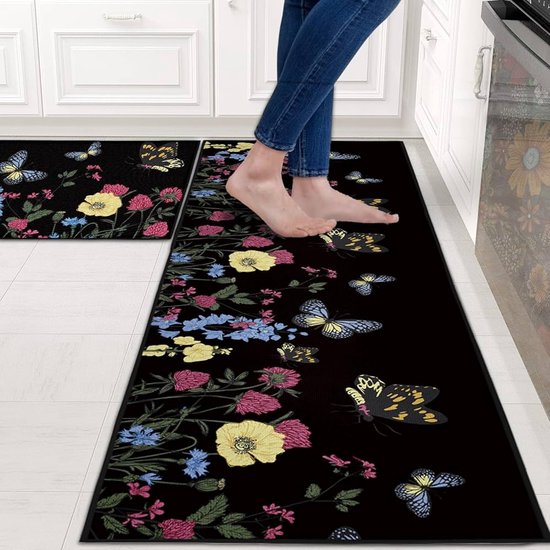 Keukenmat 60 x 150 cm keukentapijten antislip wasbaar mosterdgeel