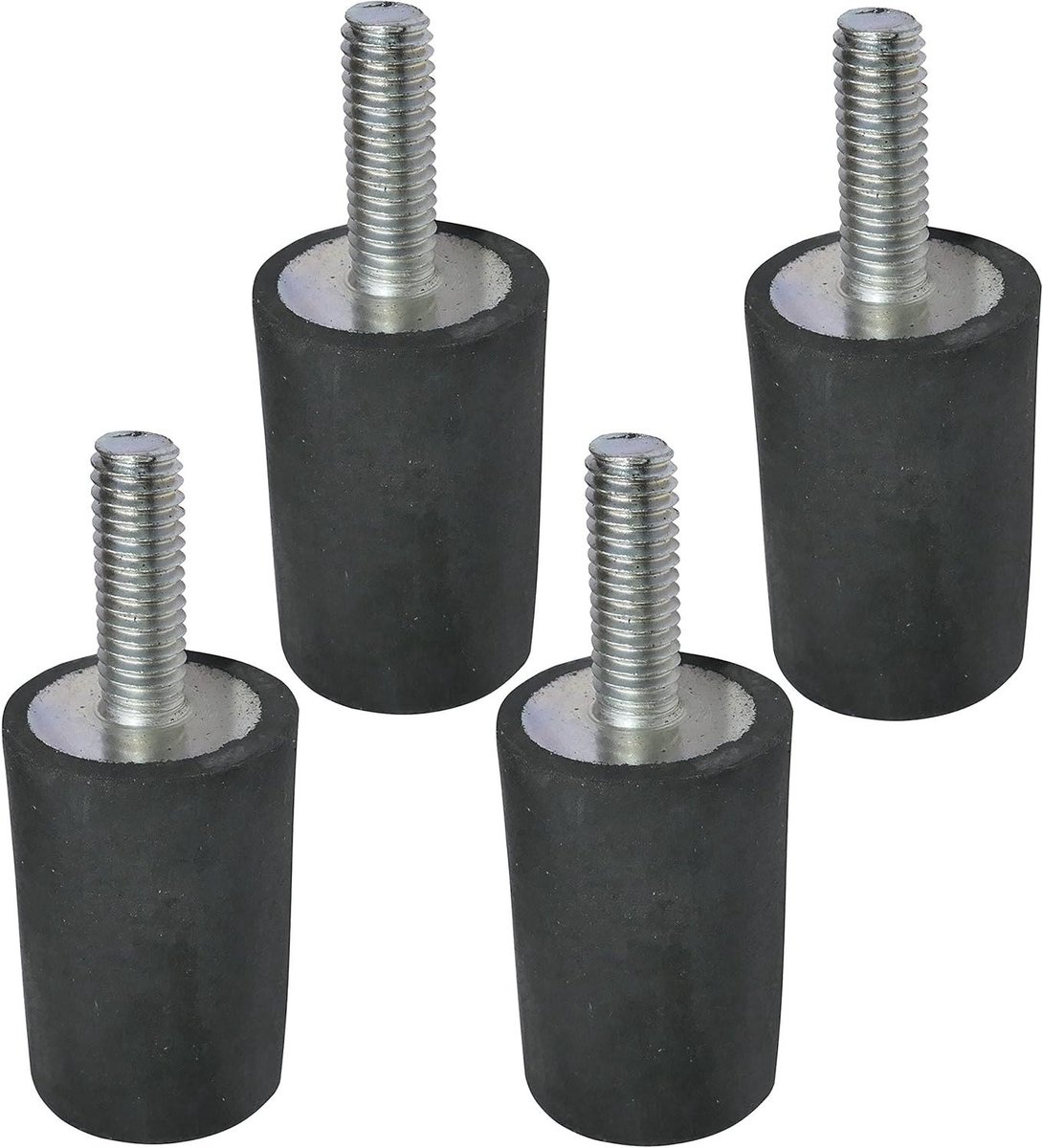 Ronte - Rubberen buffer voor ronde voeten - Set van 4 - M6 schroefdraad - Ø20 mm H: 30 mm - Hardheid 40 - Trillingsisolatie - 132N belasting