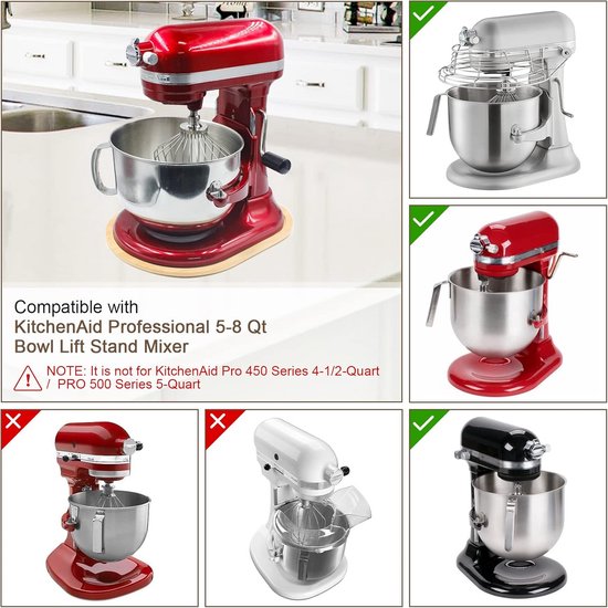 Bamboe Schuifplaat voor KitchenAid Keukenmachine 5-8 Liter - Beschermende Mixer Accessoire — afbeelding 5