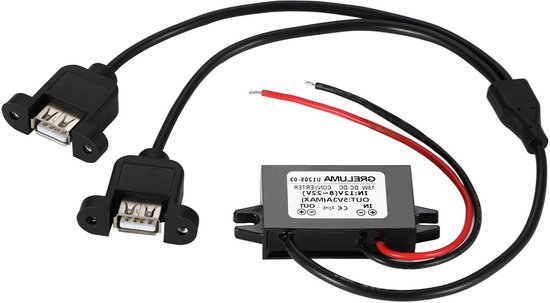 Foto: Ronte 1 st dc 12v naar 5v 3a usb buck converter voedingsadapter 15w dubbele usb vrouwelijke aansluiting step down oplaadmodule voor paneelinstallatie