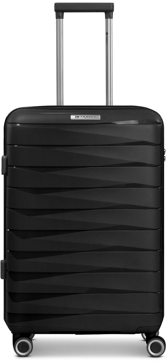 Franky London 4 wielen Trolley M 65 cm met uitbreidingsplooi - Harde bagage - Combinatieslot - black