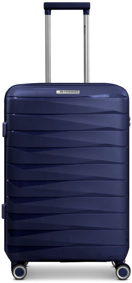 Franky London 4 wielen Trolley M 65 cm met uitbreidingsplooi - Harde bagage - Combinatieslot - dark blue