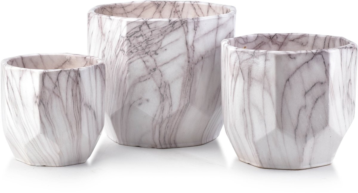 mondex neva marmer bloempot - set van 3