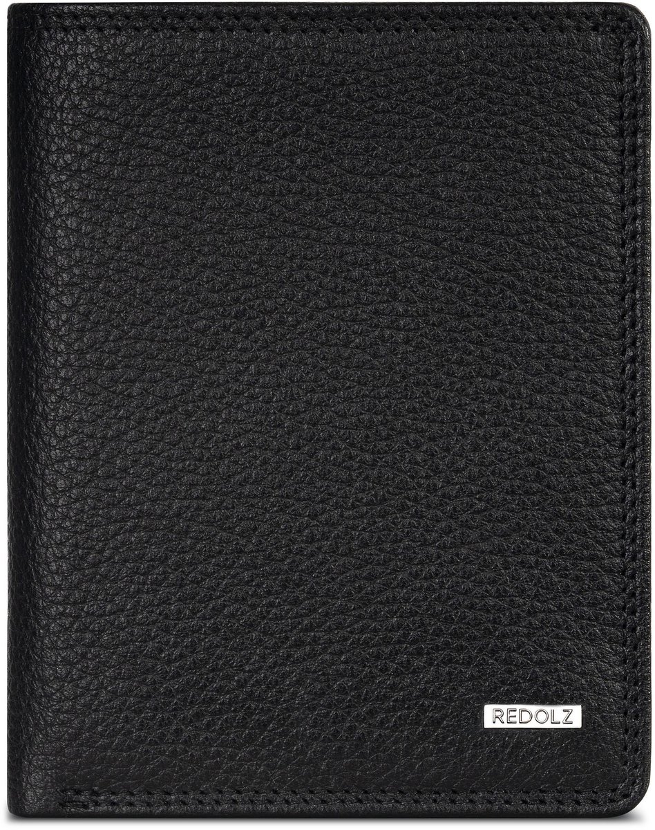 Redolz Leather Essentials HF portemonnee RFID leer 9,5 cm uitklapbaar - Jongens - Staand formaat - black