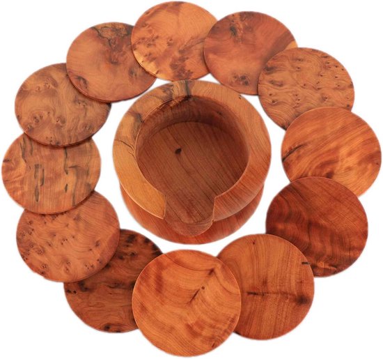 NKlaus 16662 Cederhouten onderzetters, 12-delige set, diameter NKlaus 16662 Cederhouten onderzetters, 12-delige set, diameter