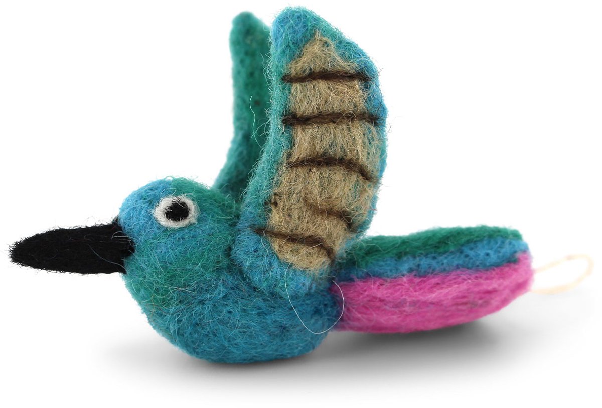Vilten Kolibrie - Vilten Vogel - Vogeltje van Vilt - Gry & Sif - Vilten Hangers - Hummingbird