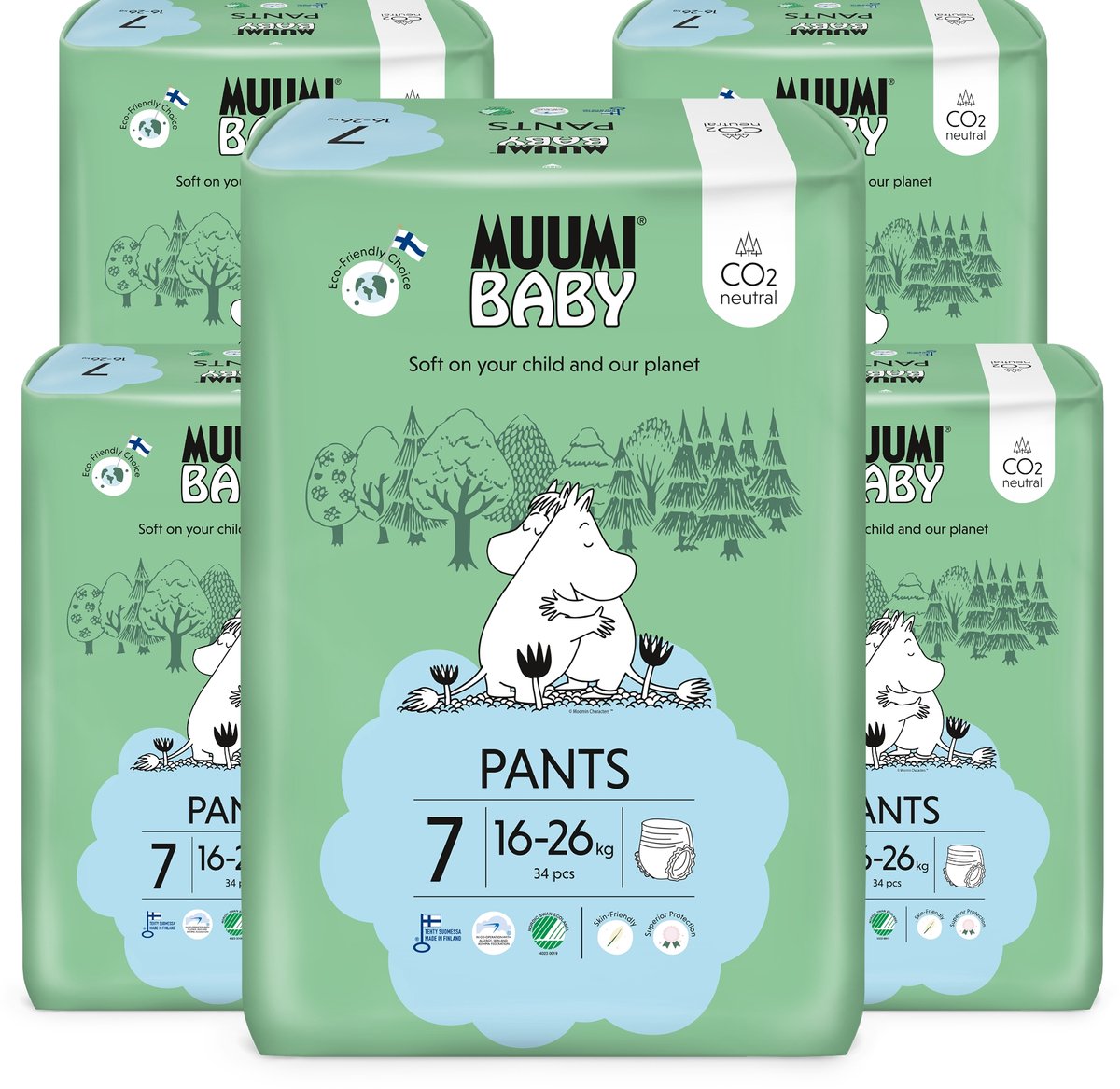 Moomin Baby Eco luierbroekjes maat 7 | 170 stuks