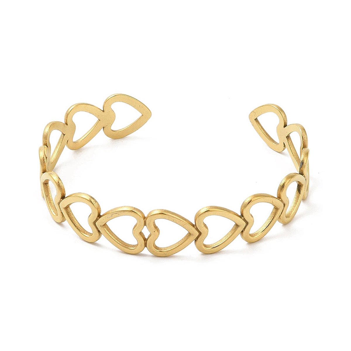 LOUIZ Open Hartjes Bangle Armband - Dames Armband - Cadeau Tienermeiden - Stainless Steel Nikkelvrij en Waterproof - Hippe meiden armband - Hartjes Bangle - Hartjes Armband - Leuk voor Tieners
