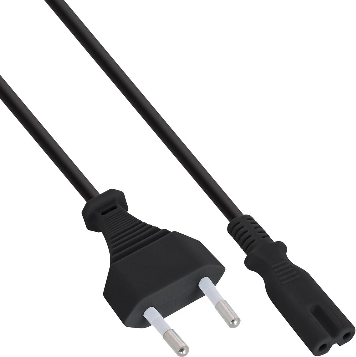 Zwarte 10 meter netkabel met stekker naar Euro 8 C7