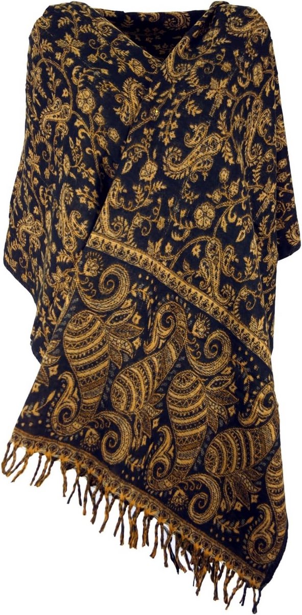 Pashmina Sjaal met Paisley Patroon - Bruin - 210x100 cm - Fair Trade - Synthetisch - Polyacryl - Warme Winter Sjaal