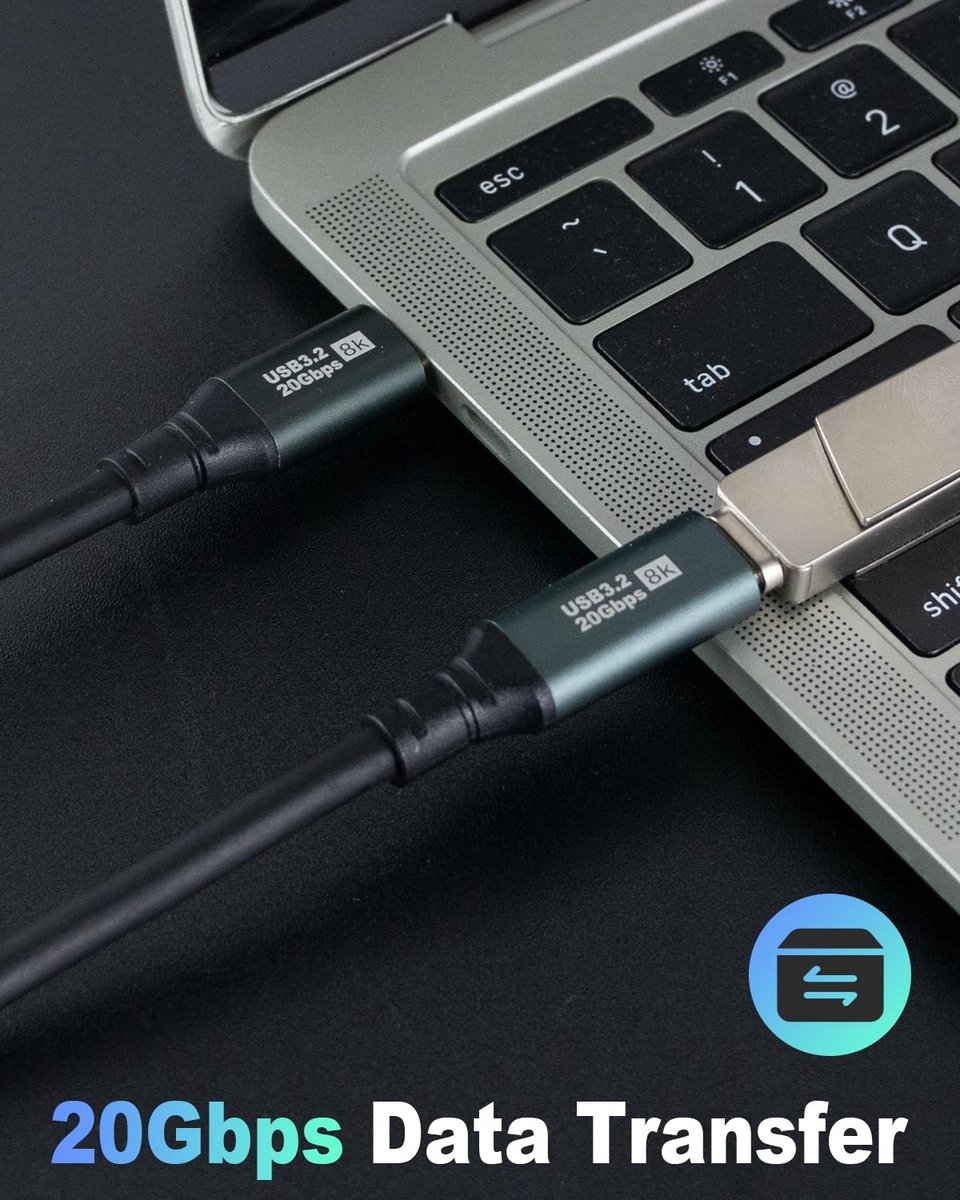USB-C verlengkabel 1,8 meter 20 Gbps 100 Watt 4K 8K USB C naar USB C verlengsnoer geschikt voor snelladen en opladen van laptop tablet mobiele telefoon hardeschijf dockingstation harde schijf behuizing oordopjes VR headset auto lader en meer – foto 4