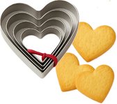4-delige Hart Uitsteekvormen Set – RVS Koekjesuitstekers (3–9 cm) – Duurzaam Roestvrijstaal – Perfect voor Valentijn, Bakken & Decoratie