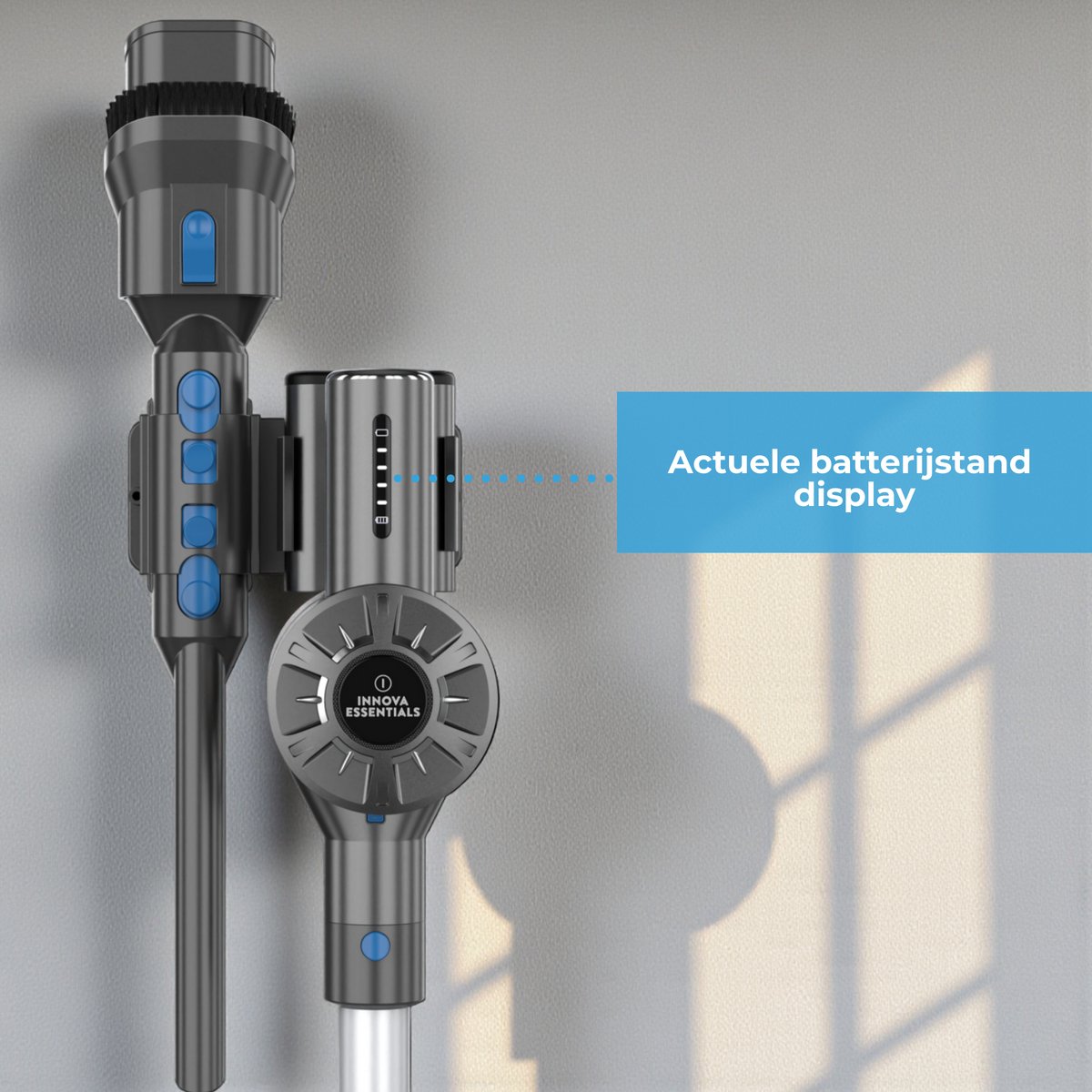 Innova® PowerVac Steelstofzuiger Draadloos - 500 Air Watts - met 4 verschillende opzetstukken - Draadloze Stofzuiger - Zonder zak op accu - Vacuum Cleaner — afbeelding 4