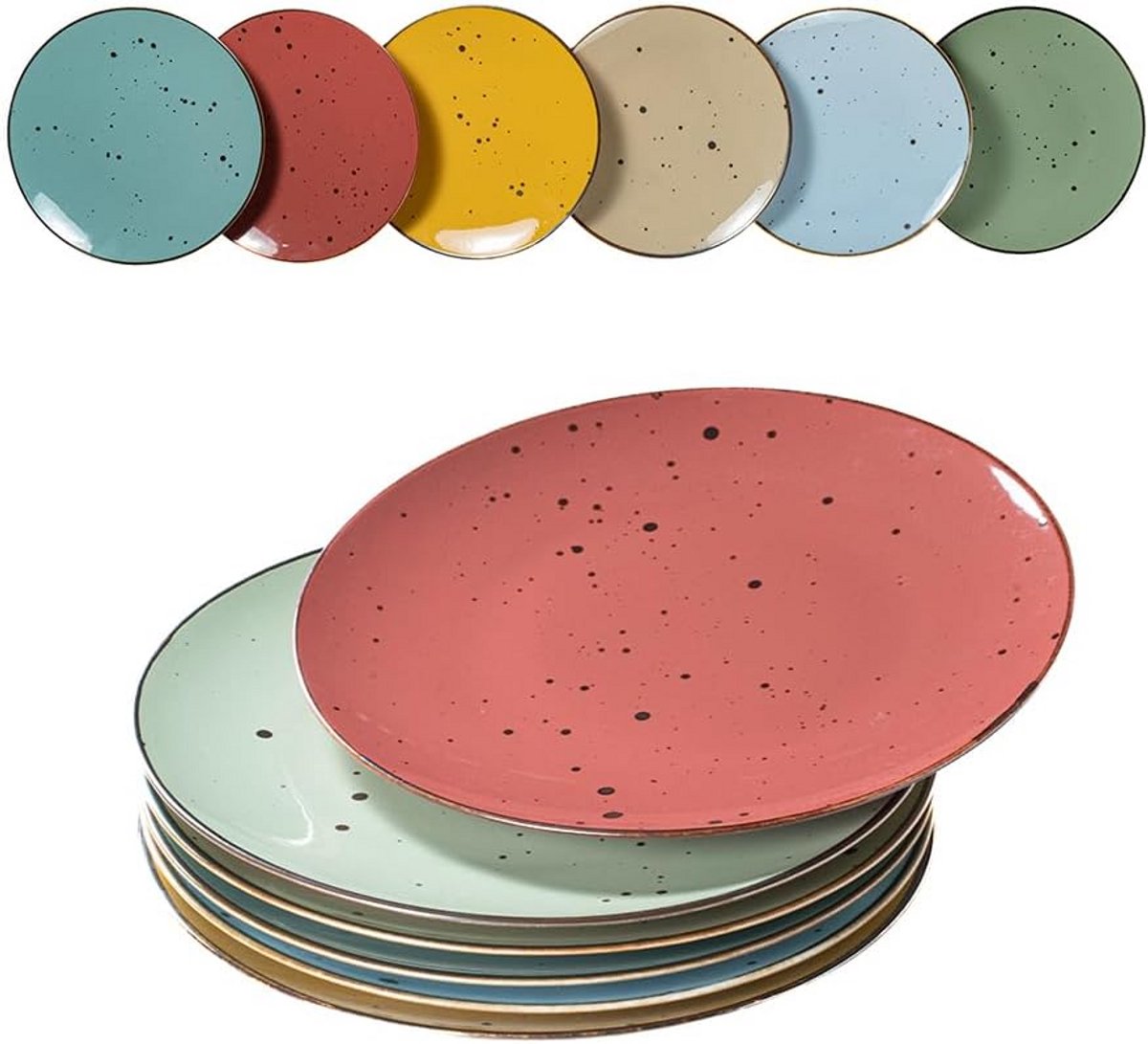 Dinerborden 28 cm Set van 6 Fijn Porselein Magnetron Oven Vaatwasmachinebestendig Krasbestendig