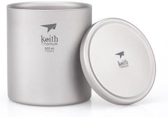 Dubbelwandige Titanium Mok met Deksel - Lichte Reismok voor Koffie en Thee — afbeelding 2