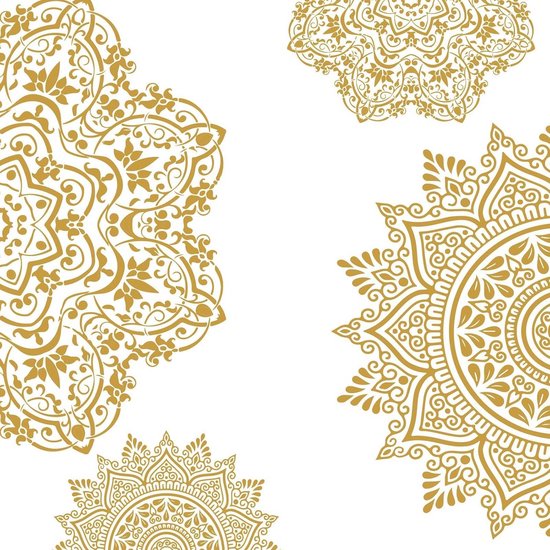 Set van 4 half-mandala muurstickers voor een boho sfeer in de woonkamer, slaapkamer, meditatiehoek, yoga studio of theesalon