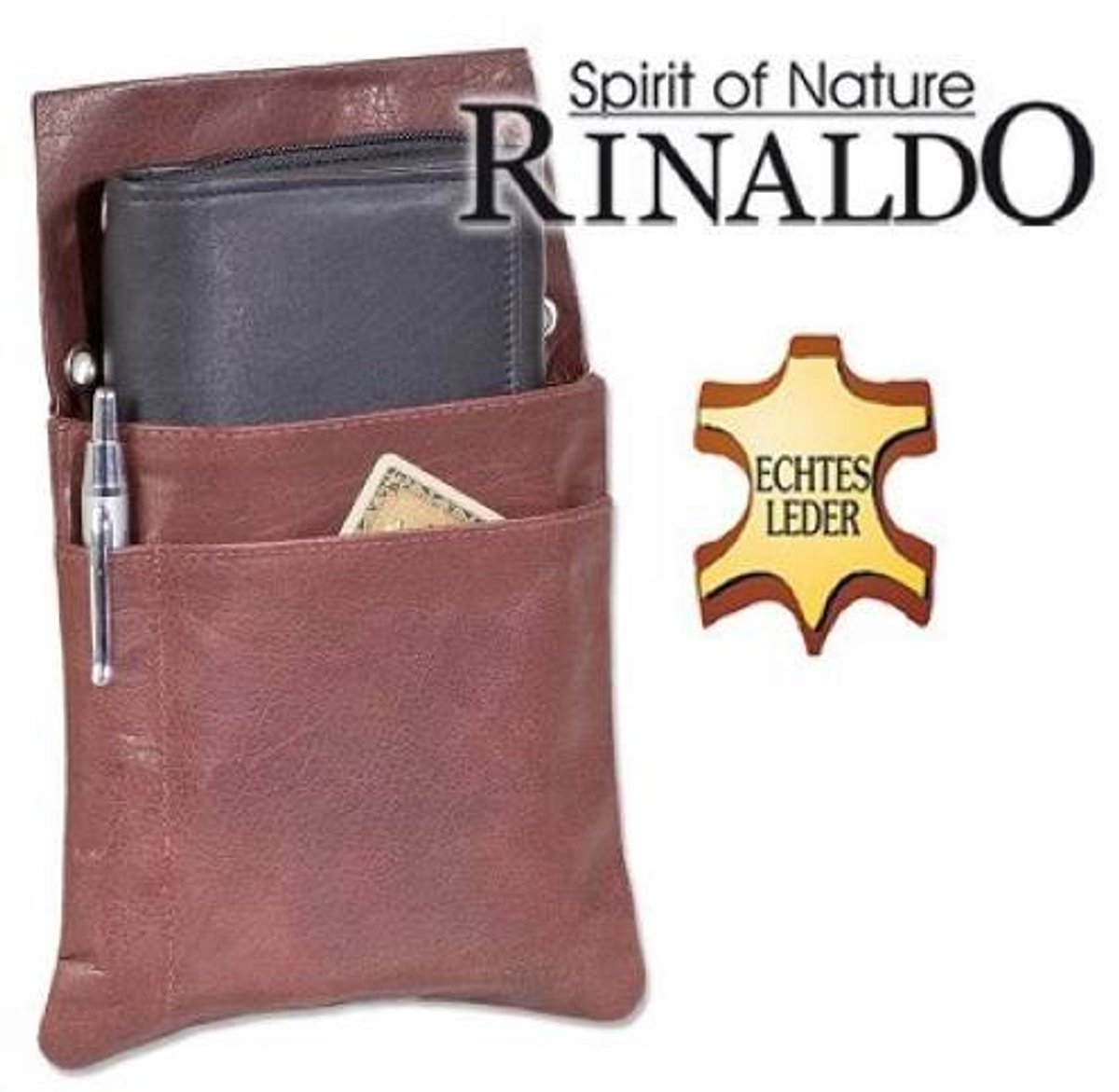 Kelnerbeurs portemonnee holster leer bruin Rinaldo