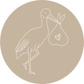 Sticker Ooievaar - Sticker Baby nieuws - 50 stuks - Geboortesticker - Sluitzegel - Beige - Naturel - Zwanger - Babyshower versiering - Studio le petit