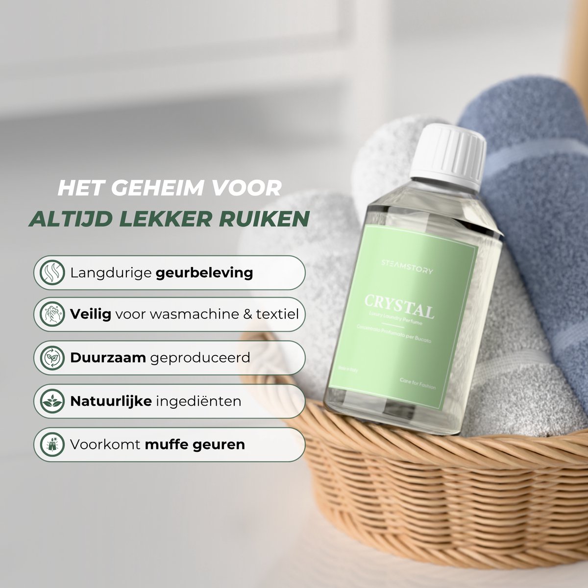 Steamstory Luxe Wasparfum Crystal - Tonkaboon, cederhout en een poederige muskus 250ml thumbnail 3