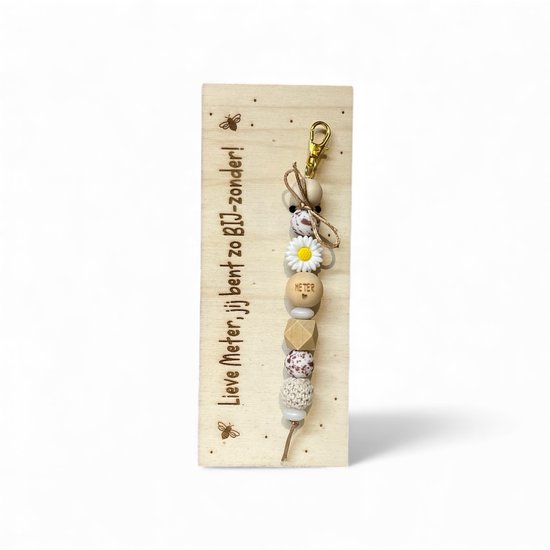 Porte-clés cher Mètre | beige | fleur | cadeau | marraine | mètre | devenir des mètres | le plus doux c'est toi