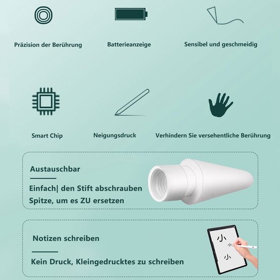 OKWISH Styluspennen - Draadloze Stylus Met Magnetische Functie, Compatibel Met Apple Pencil 2e Generatie, Oplaadbare Stylus Voor Tekenen En Notities - ABS, Wit — afbeelding 5