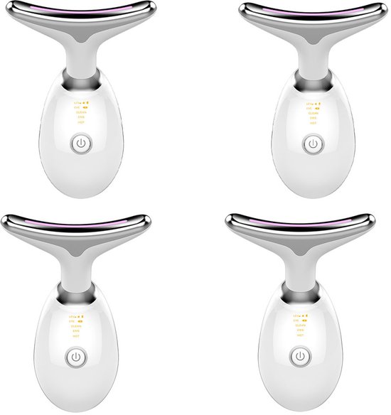 Huidverjongingsapparaat - Faceliftapparaat - 3-kleuren LED-masker - Anti-aging huidverjonging - Gezichtsreinigingsapparaat/masker - Huidverzorgingsmassagemasker - Gezichtsmassageapparaat (voor rimpels/acne/fijne lijntjes/bleken) - 4 Stucks