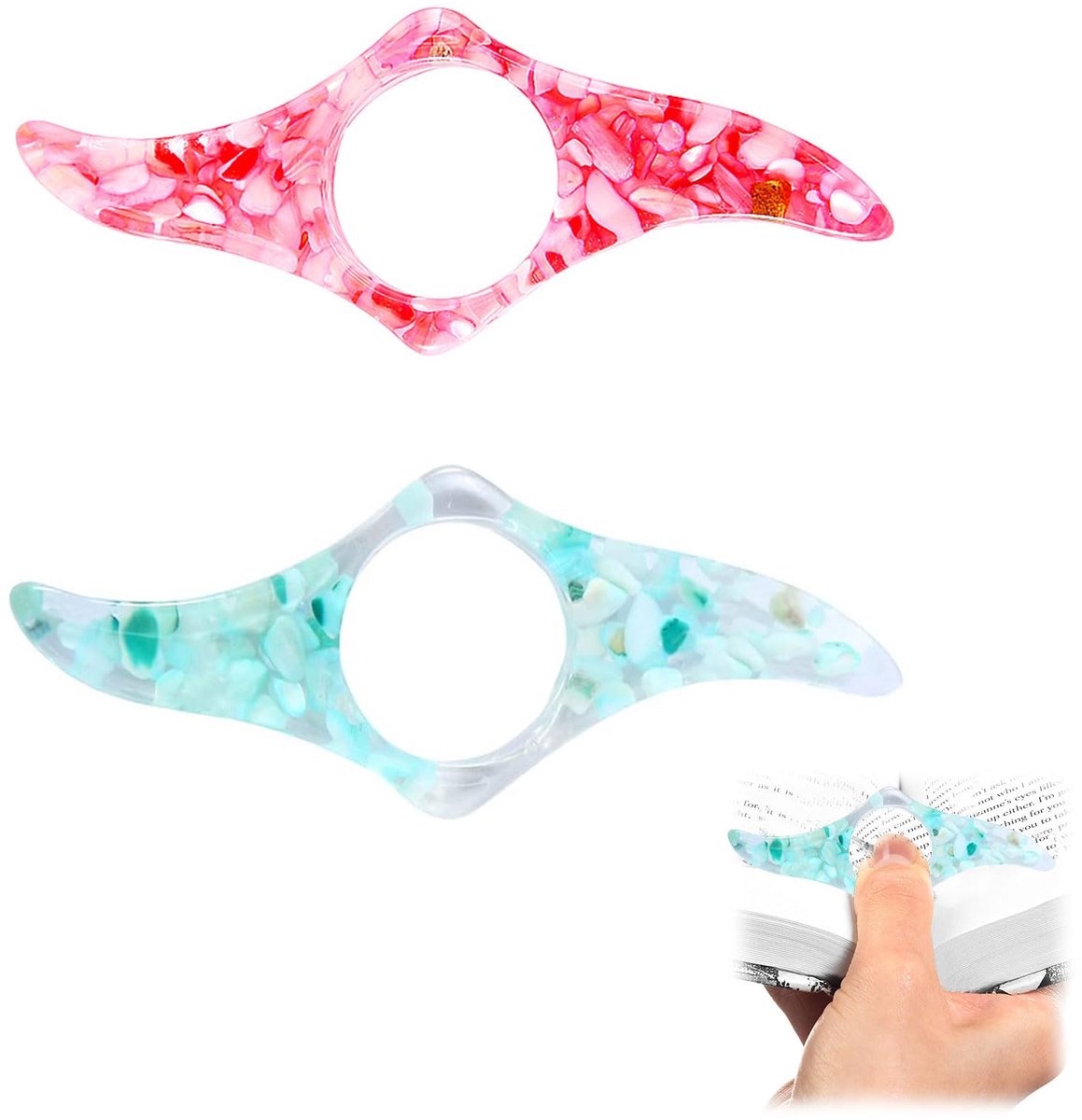 IMPERATORIS® Duimlegger - Boek Openhouder, Bladzijde Houder & Bladwijzer - Stijlvolle Bookmark, Boek Accessoires, Leesring voor Aangenaam Leesgemak - Leeshulp - 2 Stuks - Roze/Groen