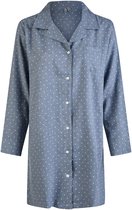 By Louise Dames Pyjama Chemise de Nuit Flanelle Met Boutons Blauw À Pois - Taille M