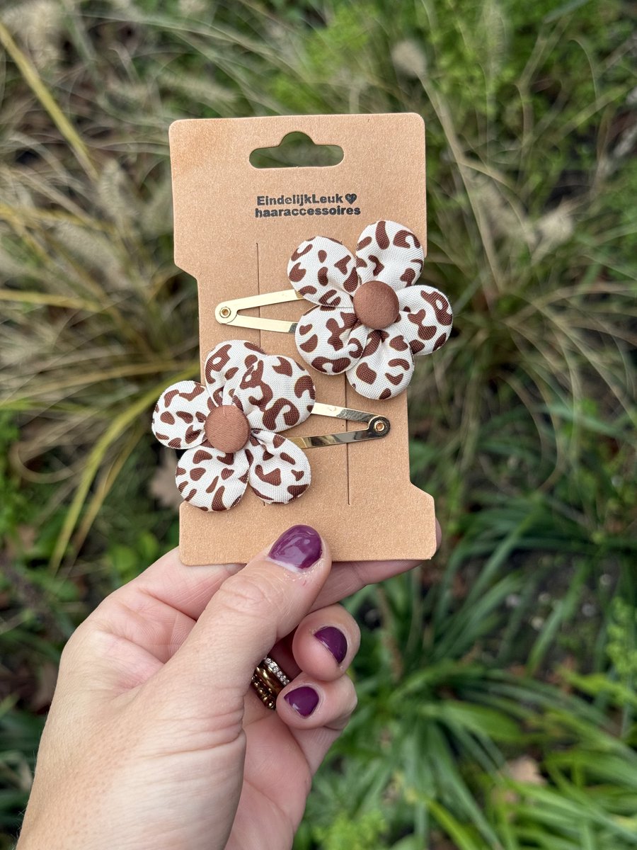 Haarspeldjes voor meisjes - Haaraccessoires meisjes - Haarspeldjes panter bloem - Vrolijk - Haarspeldjes voor meisjes en baby's - Haarknipjes - Haarclips - handgemaakte haaraccessoires - Cadeau