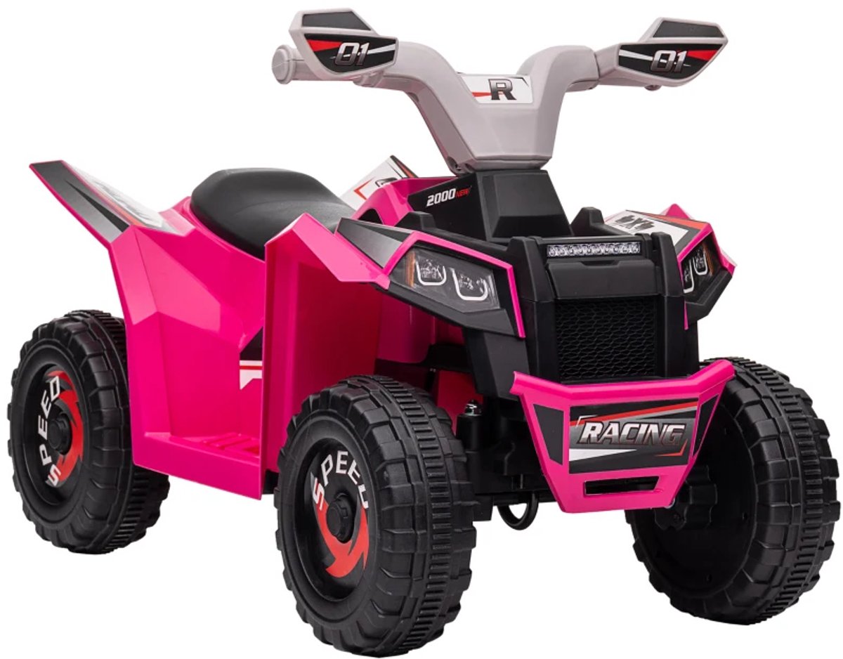 Elektrische Kinderquad - Voertuig met 4 Wielen - 6V - tot 2,5 km/u - Kinderen 18-36 maanden - Vooruit- en Achteruitversnellingen - Kindervoertuig - Accuvoertuigen - Roze
