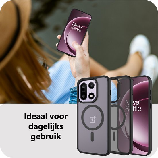 Étui Cazy compatible avec OnePlus 15 Étui compatible avec MagSafe - Backcover Military Grade - Zwart