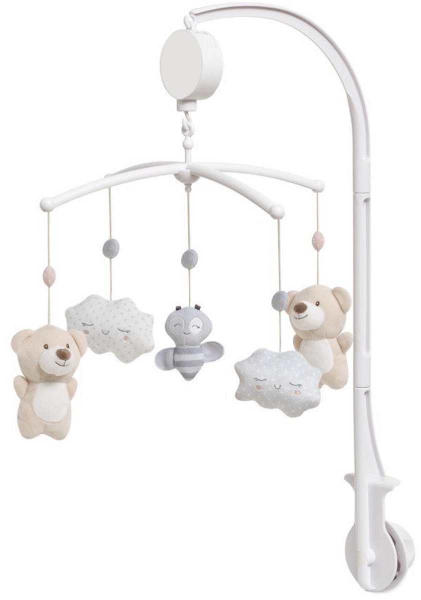Baby's Muziekmobiel baby Heaven - Boxmobiel - figuurtjes - Muziek speelgoed - beertje - wolkes - grijs- frey beige