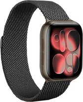 Horlogeband Milanees Geschikt voor Apple Watch 42/44/45/46 mm Bandje - Bandje Geschikt voor Apple Watch 42/44/45/46 mm Band Milanees - Zwart