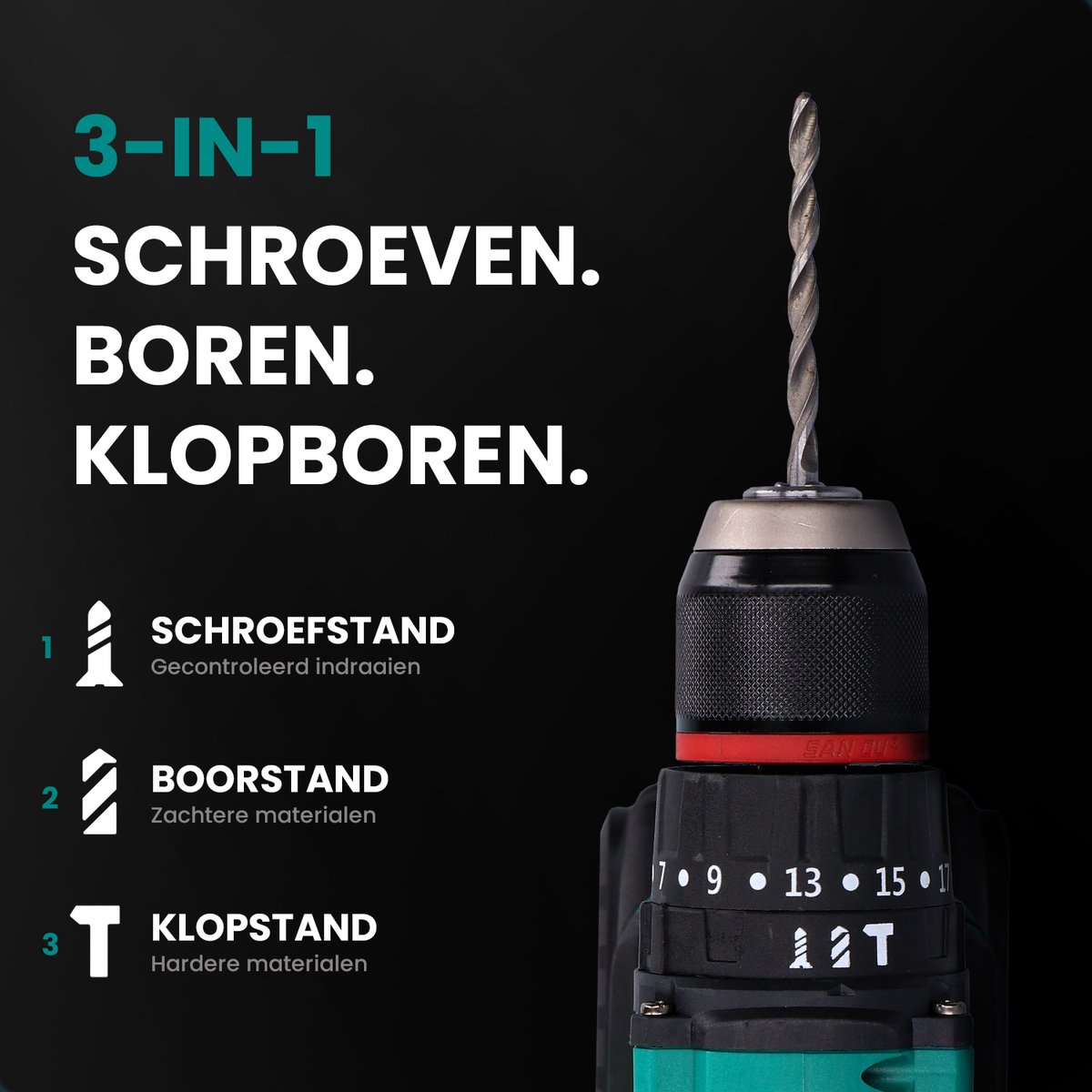 ProXtar Accuboormachine - Accu Schroefboormachine - Boormachine - Klopboormachine - Incl. 2 Accu's – foto 5