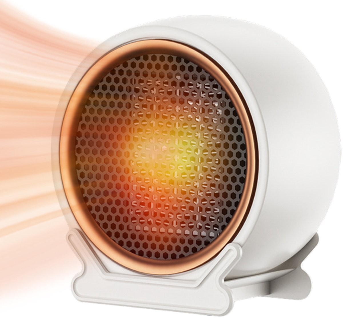 Ynkkvre - Mini Ventilatorkachel –Mini Keramische Kachel 1200W – Veilig met Kantel- & Oververhittingsbeveiliging, Stil, PTC Verwarming, Compact & Draagbaar voor Slaapkamer, Kantoor en Bureau