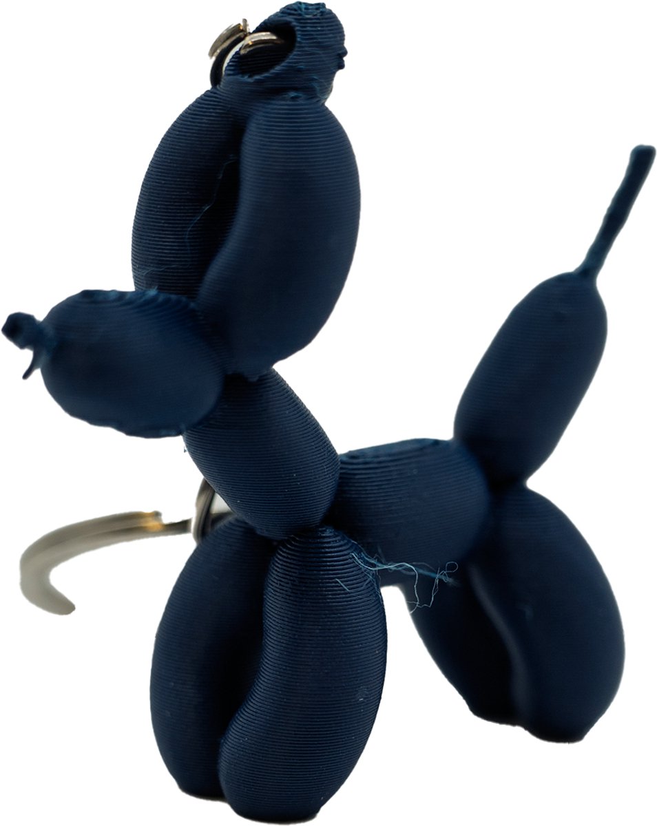 Ballon hond sleutelhanger - Donker blauw - 3d geprint - Cadeau dierenliefhebber – Sleutelhanger dier – 4cm