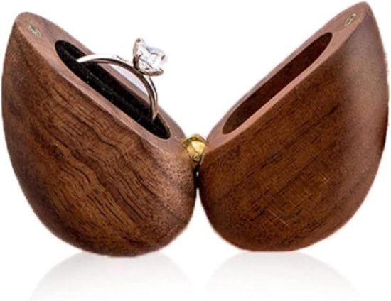 Notenhouten Ringendoosje Hart Vorm Ringkussen Voor Bruiloft Verloving Huwelijksaanzoek Jubileum Trouwringen Sieraden Bewaren Romantische Cadeau