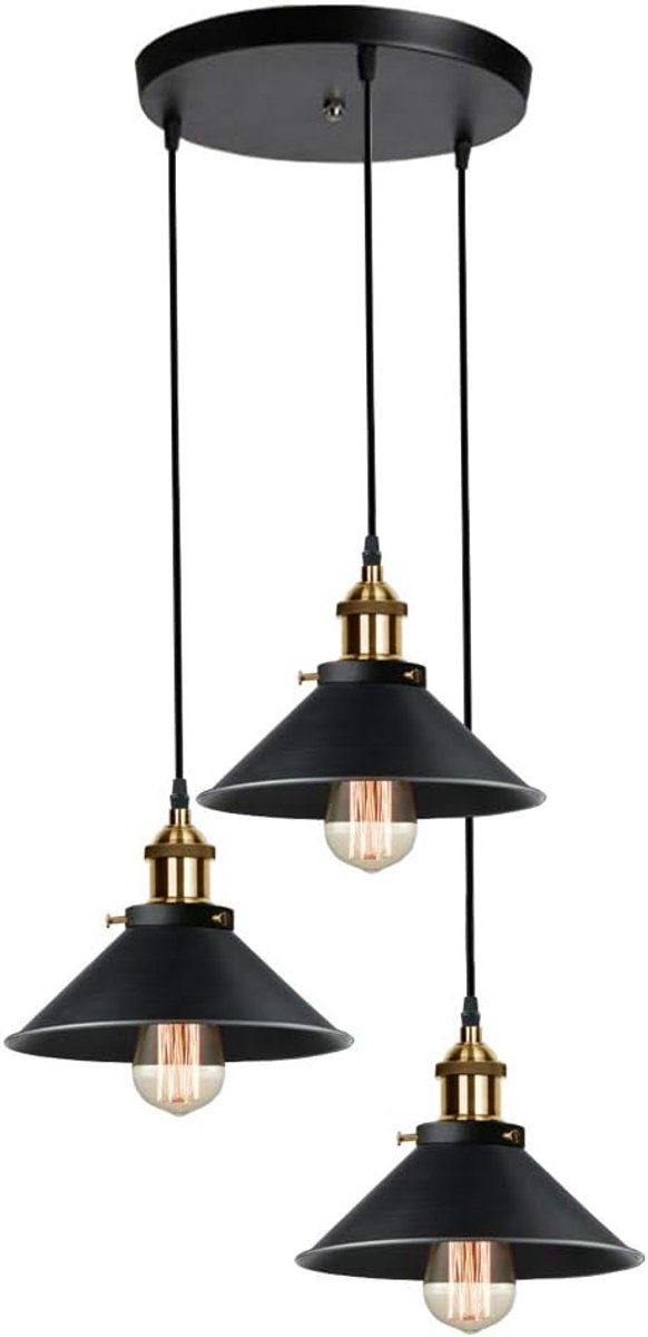 Haobosic Retro - Hanglamp - Wit - 3-kops Kegel - 1.2m Kabel