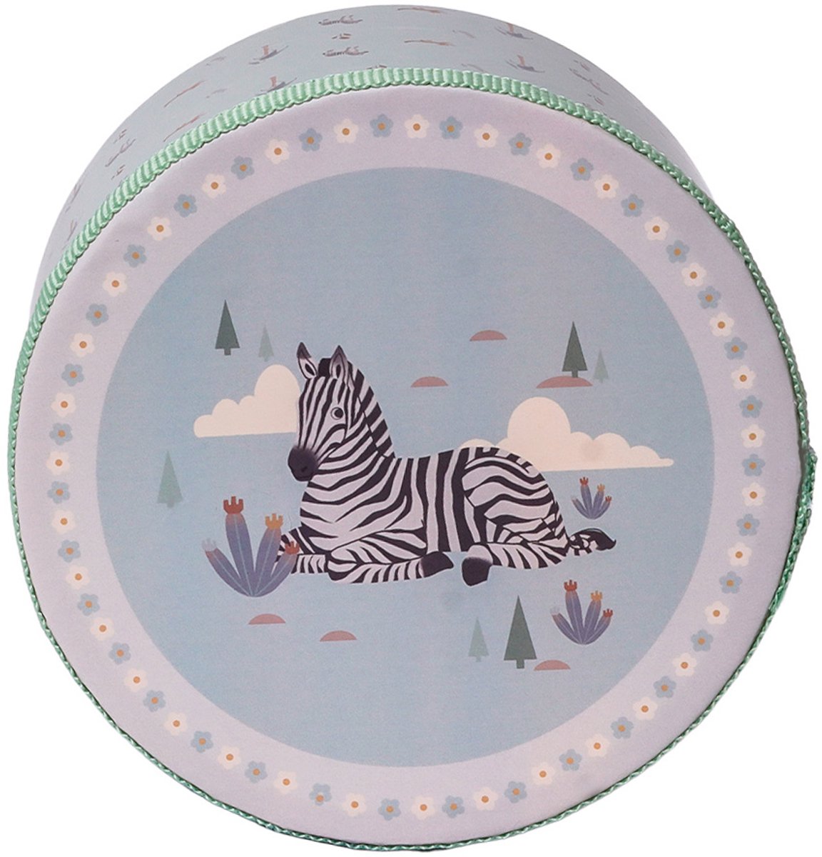 Speelgoedtopdeals - Drum Zebra 15 cm - Blauw- Muziek - Hand Trommel - Speelgoed
