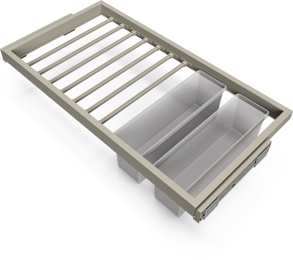 Emuca Kit van 7 broekenrekken, 1 lade en 1 zacht sluitend schuifframe voor kleerkasten, verstelbaar, module 800mm, Steengrijs