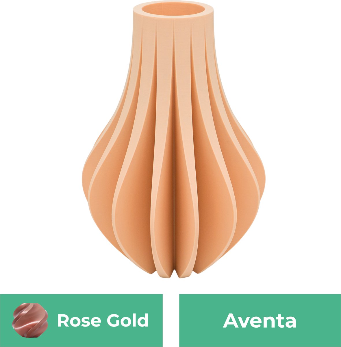 Lovora Aventa design vaas – Decoratieve vaas - Rose Gold - 3d geprinte vaas – geschikt voor droogbloemen - 34CM