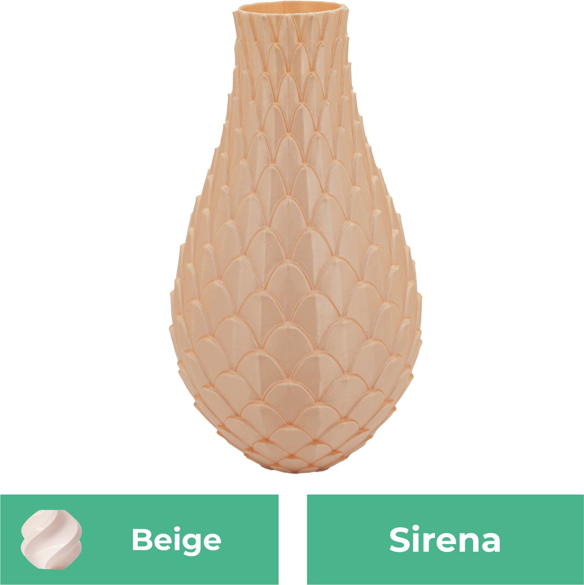 Lovora Sirena design vaas – Decoratieve vaas - Beige - 3d geprinte vaas – geschikt voor droogbloemen - 30CM