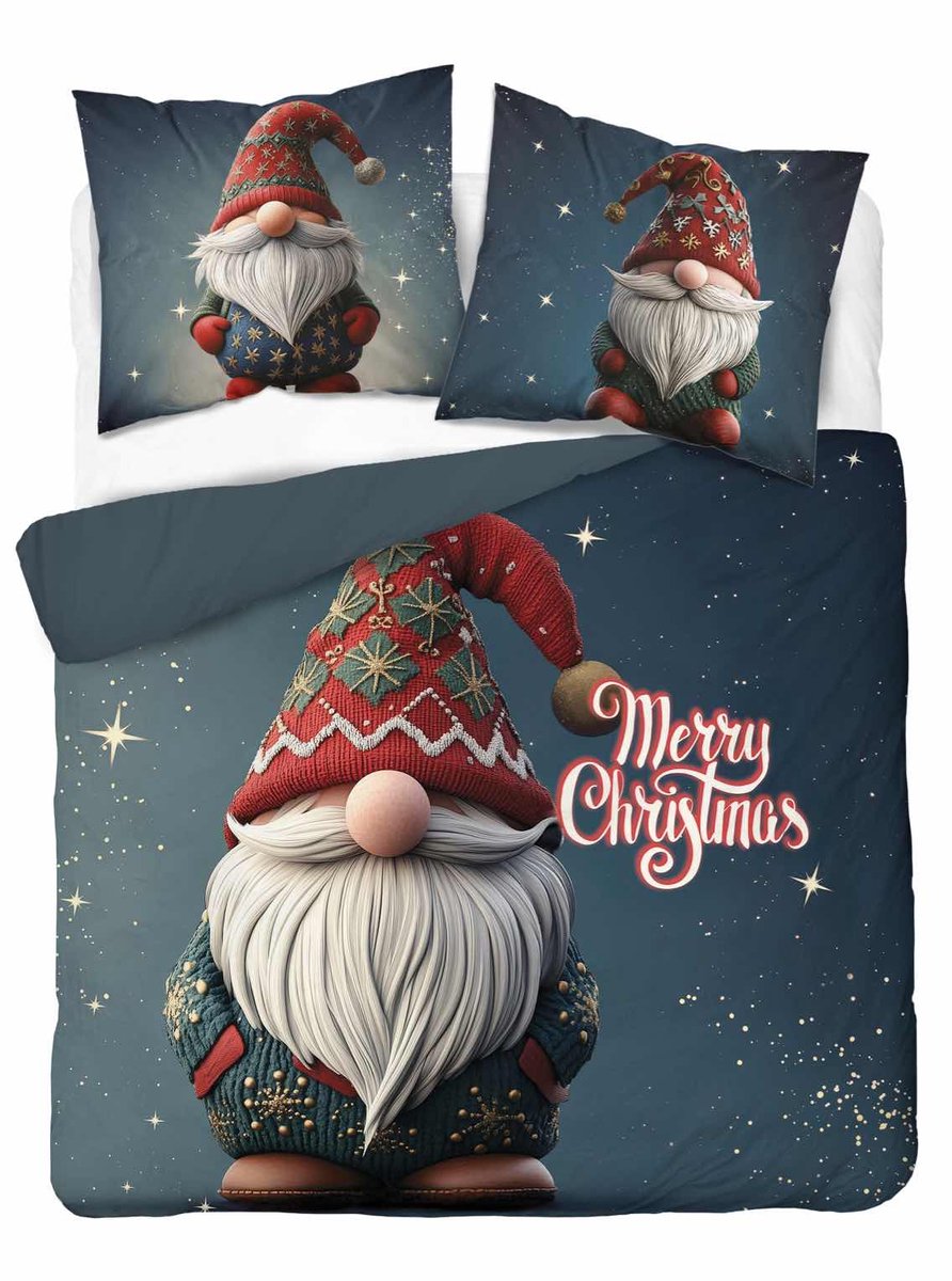 Kerst Dekbedovertrek 220x200cm Katoen 2 Kussenslopen 70x80cm Christmas Xmas Kabouter Reindier
