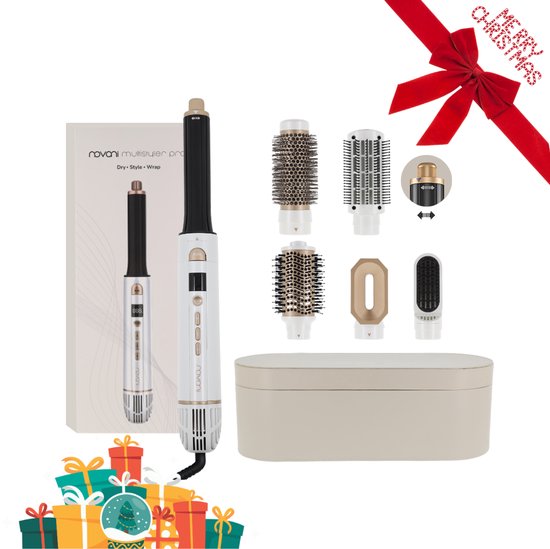Foto: Novani airstyler pro 6 in 1 multistyler f hn krultang krulborstel stijlborstel ionentechnologie cold shot inclusief luxe leren opbergdoos kerst cadeautjes