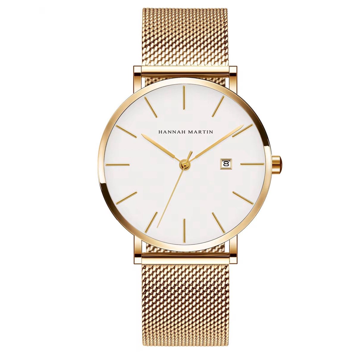 Hannah Martin Goudkleurig Heren Horloge | Verstelbaar | Horloges | GoudKleurig Wit Wijzers | Luxe Geschenkdoos
