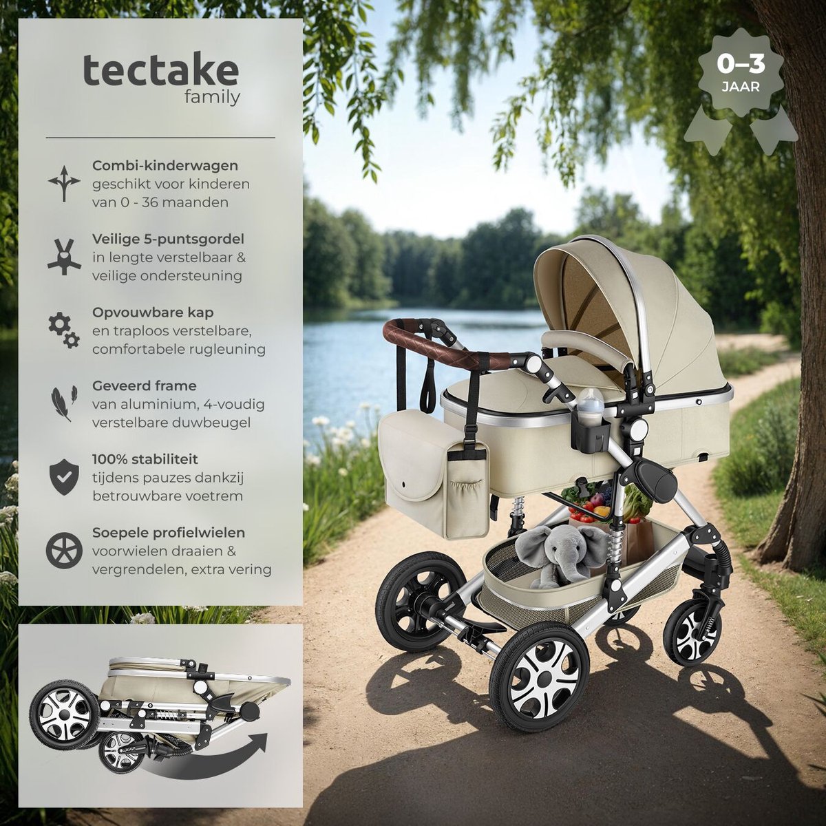 tectake - Multifunctionele Kinderwagen Mats - 2-in-1 - afbeelding 2